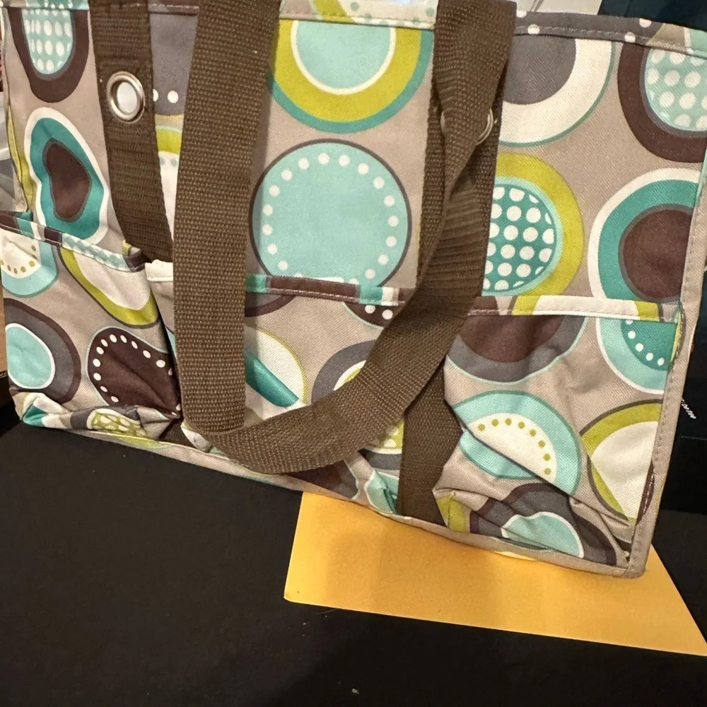 Thirty-One Gray and Lime Pattern Tote